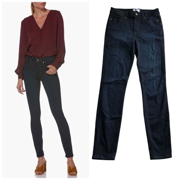 PAIGE Hoxton Ultra Skinny Jeans Denim Dark Blue Size 28 Mona W2120 29.5L - Picture 1 of 9